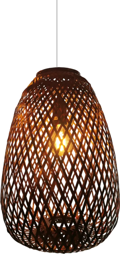 Lampe suspension bambou noir pour salon et chambre décoration zen 40cm
