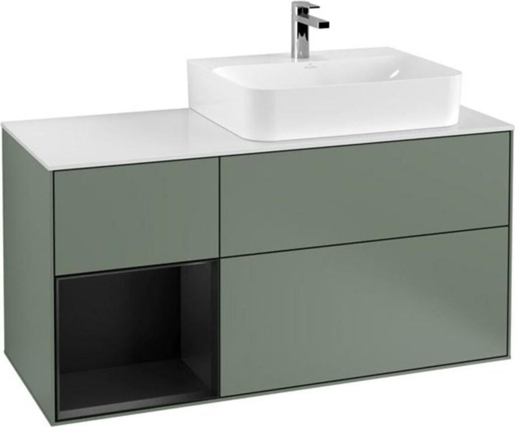 V&B Waschtischunterschrank Wandbeleuchtung Finion 120cm, Pl w m, Rg l b m Lac, Oli. m Lac