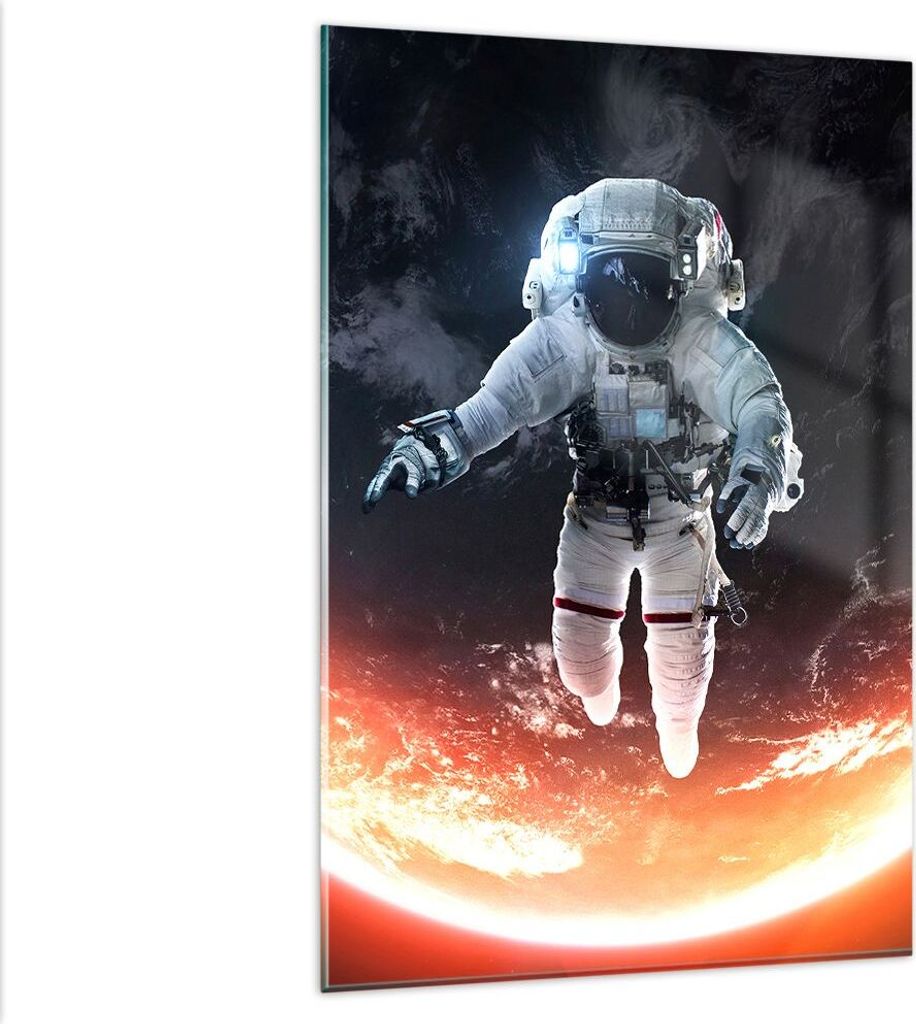 Bilder auf glas - Einteilig - Kosmonaut Weltraum - 80x120cm - Glasbilder - Wandbilder - Bilder - zum Aufhängen bereit - Wanddekoration aus Glas - ...