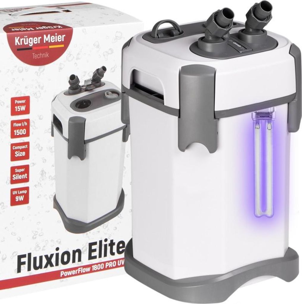 Kruger Meier Fluxion Elite 1800 UVC PRO - Außenfilter mit UV-Lampe für Aquarien von 120 - 350 Litern