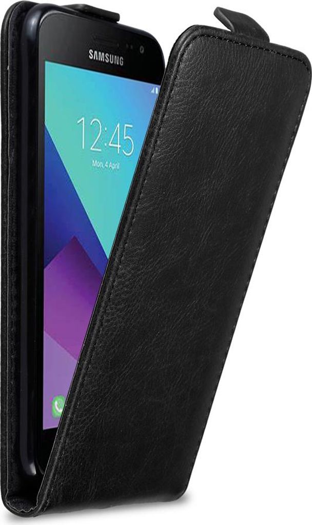 Cadorabo Hülle für Samsung Galaxy XCover 3 Schutz Hülle in Schwarz Flip Etui Handyhülle Case Cover