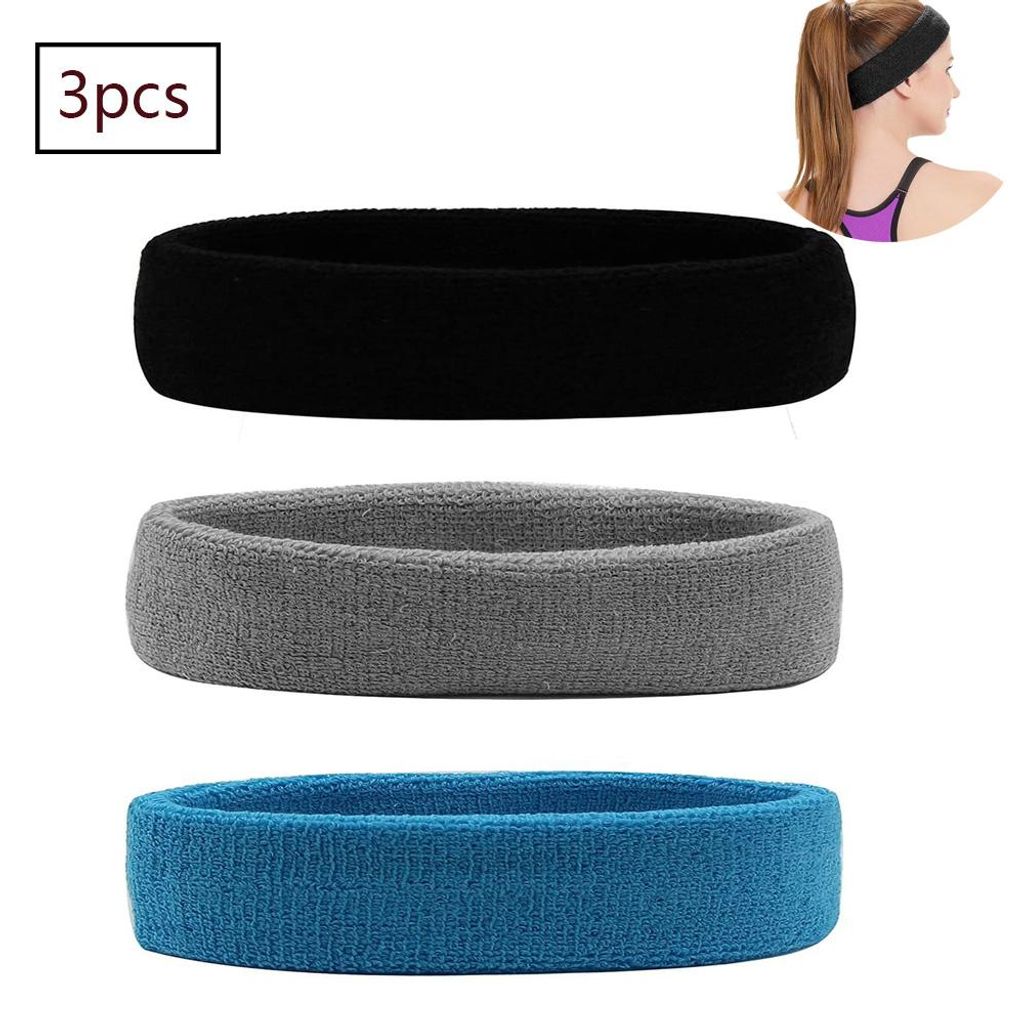 Sport-Stirnband für Damen und Herren, Schweißband aus Baumwollfrottee, ideal zum Laufen, Radfahren, Joggen, Tennis und Fußball.