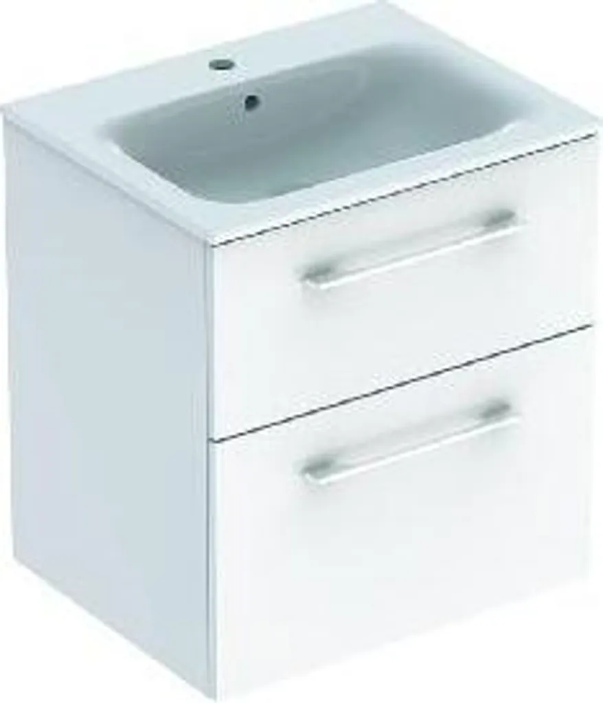 Ensemble Meuble de Salle de Bain avec Lavabo Carré Blanc Brillant Geberit