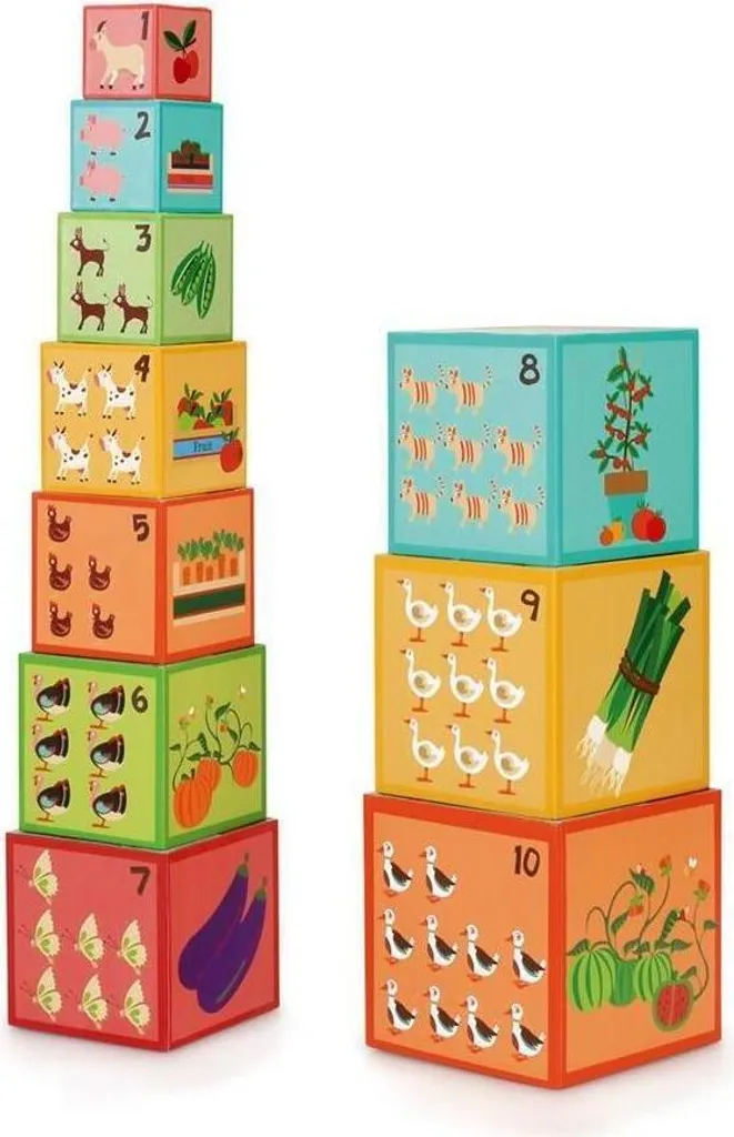 Jeu d'éveil Premier Âge : Pyramide de Cubes à Empiler Thème Ferme