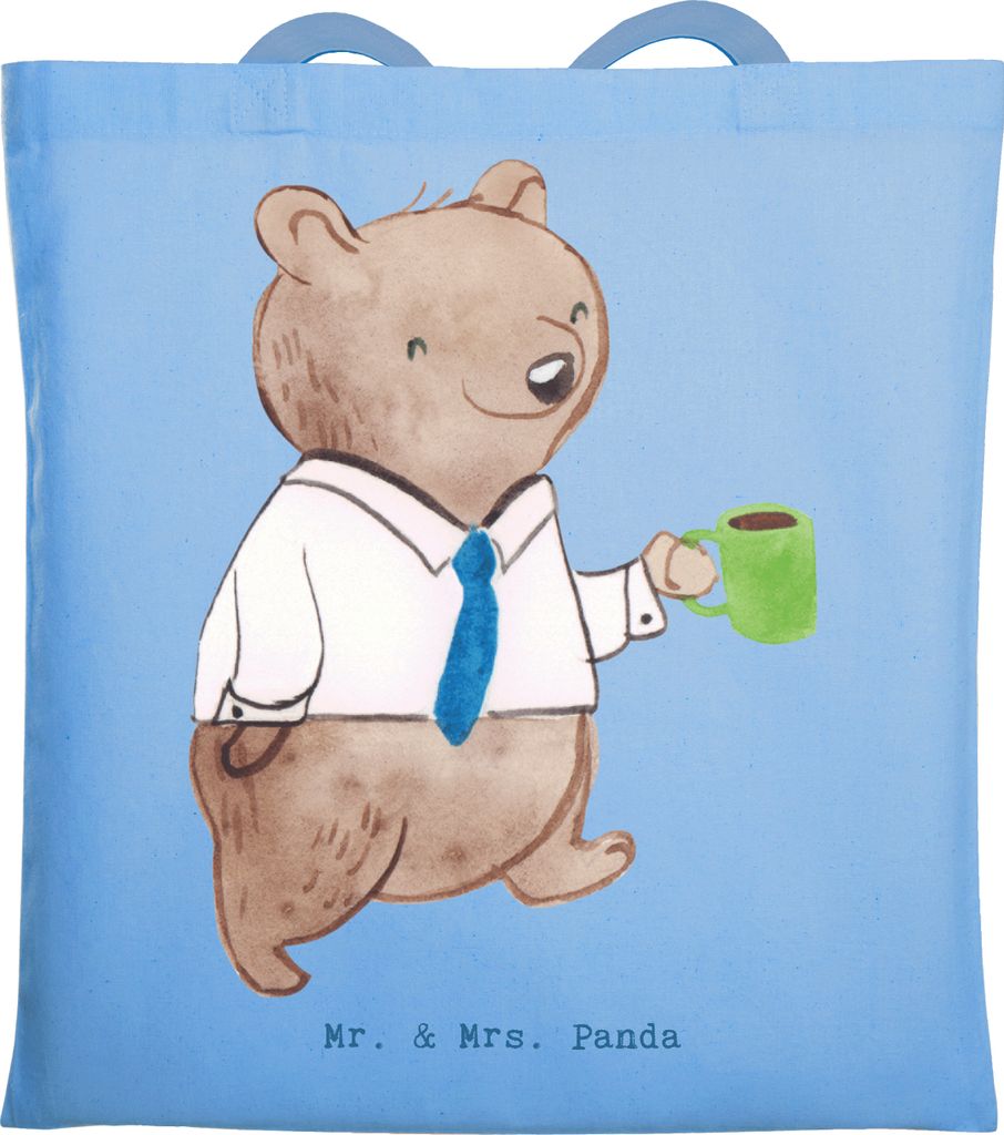 Mr. & Mrs. Panda Jutebeutel Moderator Herz - Sky Blue - Geschenk, Schultasche, festival tasche, Laptoptasche, Tote Bag, Stoffbeutel