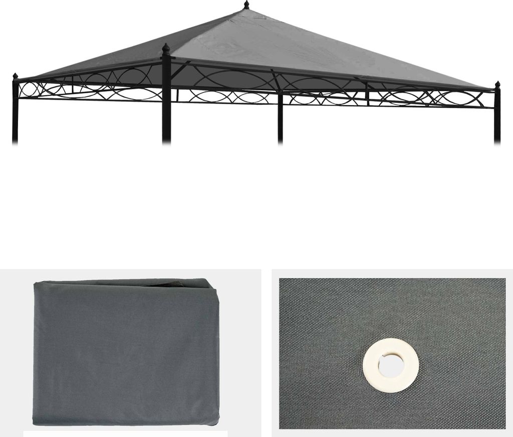 Ersatzbezug für Dach Pergola Pavillon Cadiz 3x3m grau