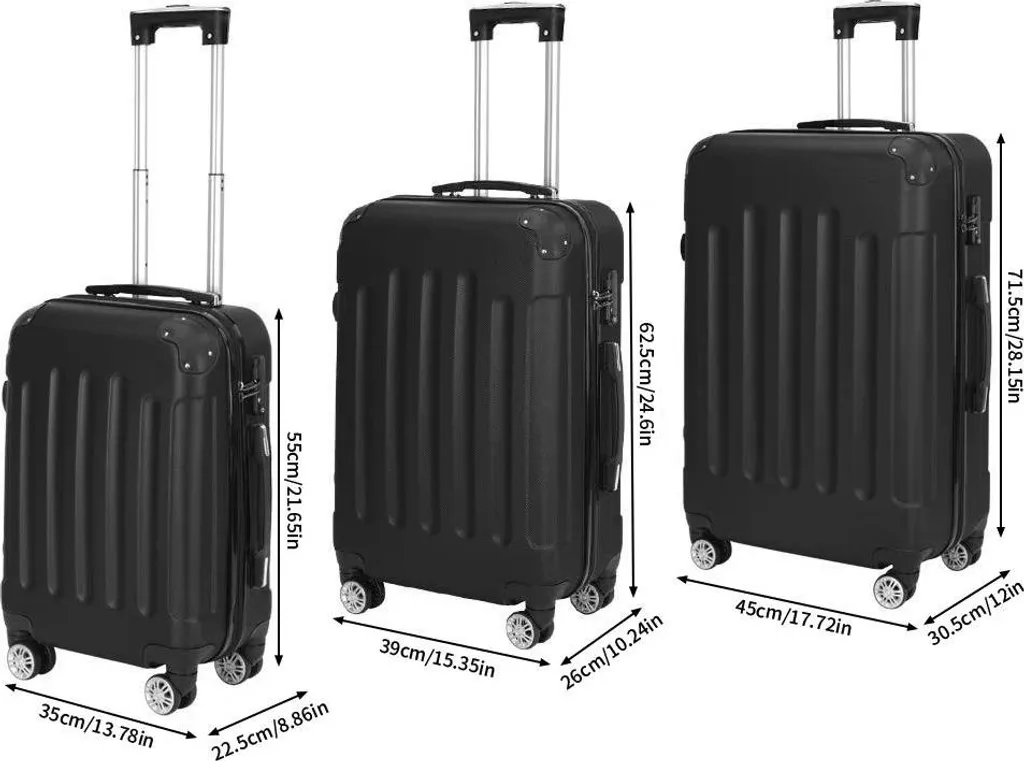 Ensemble de valises de voyage noir extensible pour avion et train - 2