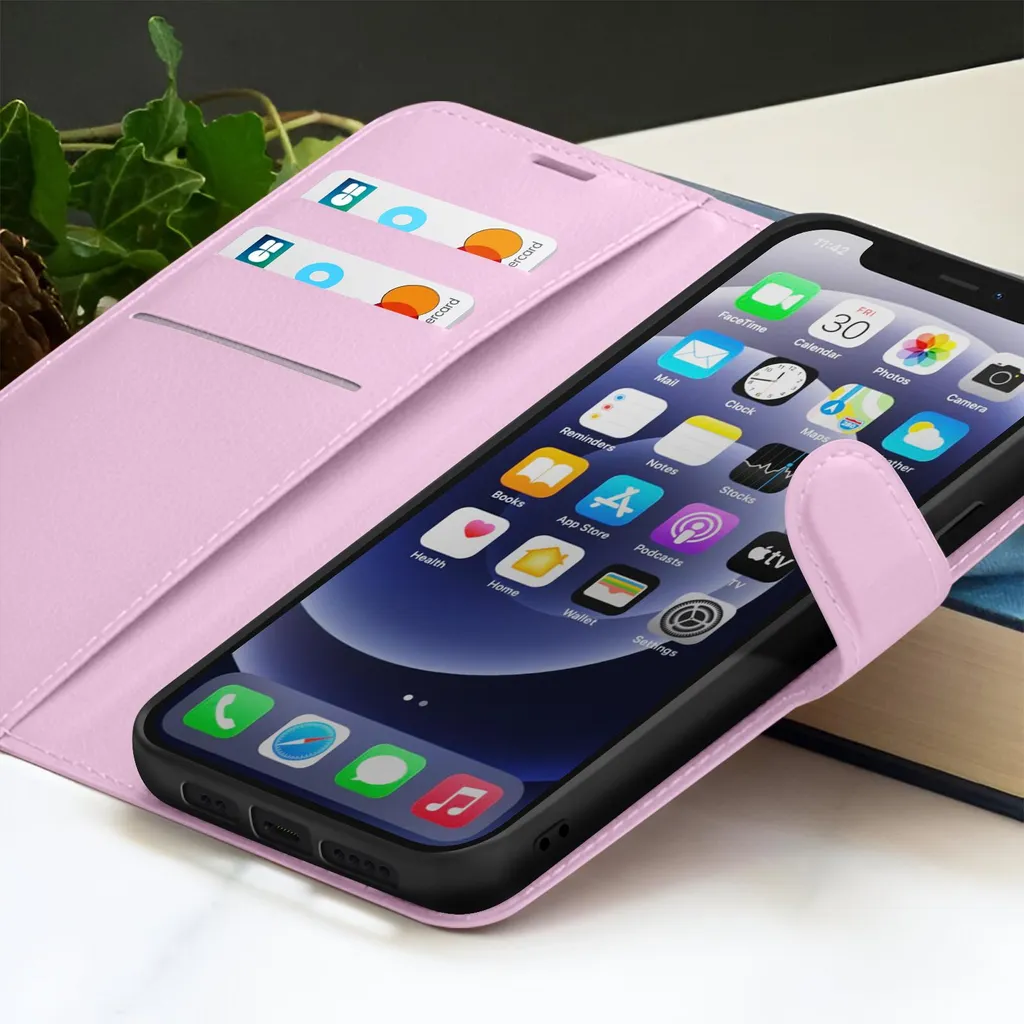 Custodia Portafoglio Zanaé iPhone 12 mini Rosa con Chiusura Magnetica - 3