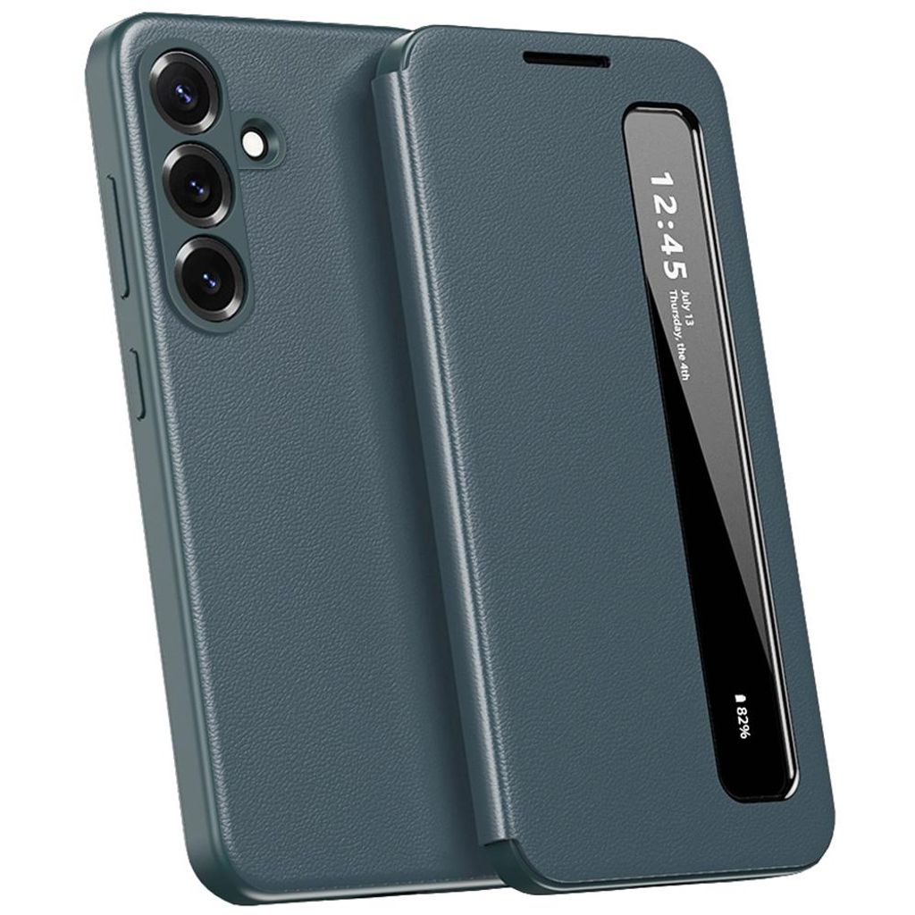 Kunstleder Hülle für Samsung Galaxy A56, Intelligentes Handyhülle mit Smart Side Window Grün