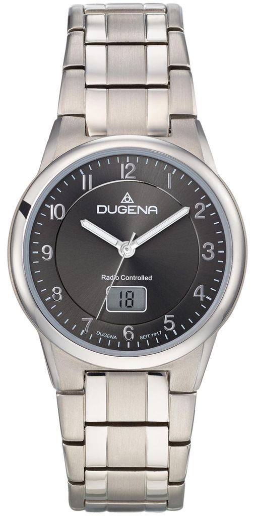 Dugena Herren-Uhr Gent Funk Anthrazit Quarz Titan-Armband Produktbild 