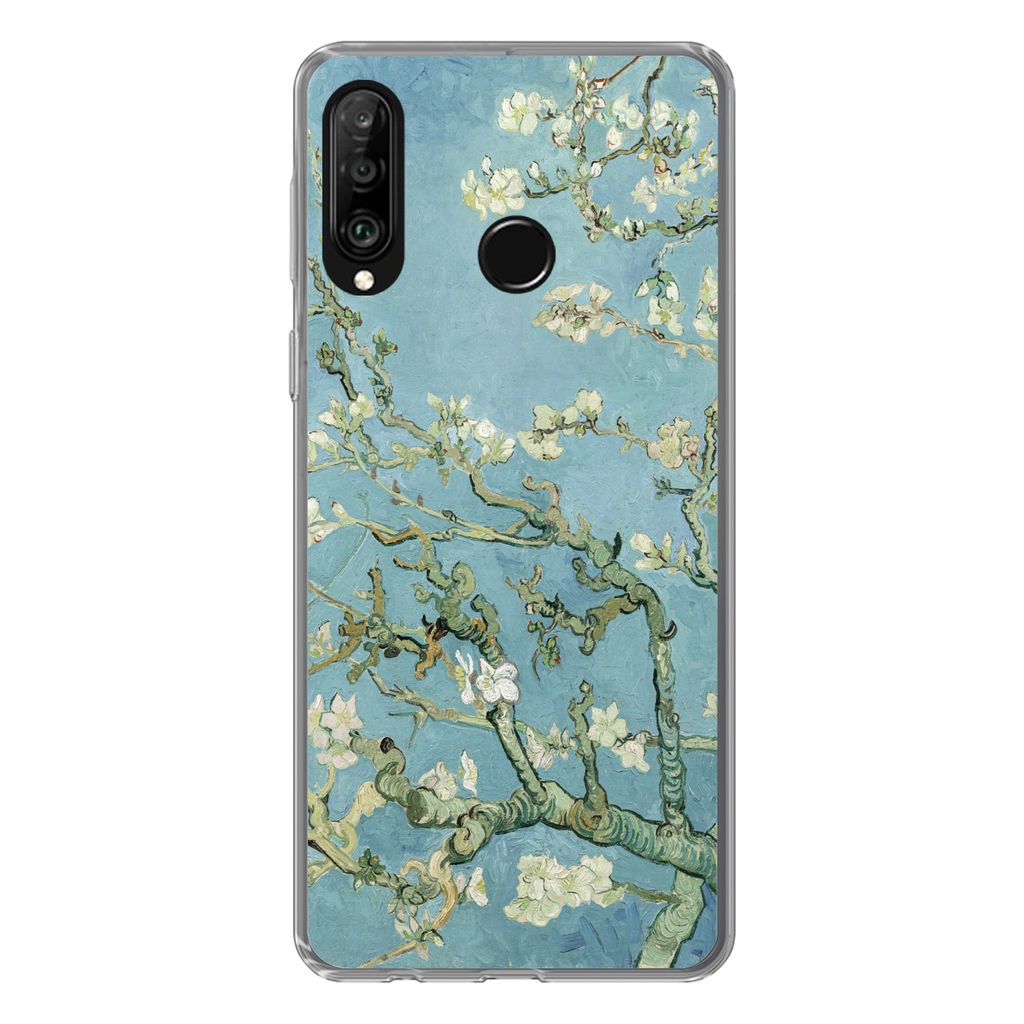 MuchoWow Handyhülle Schutzhülle Hülle für Huawei P30 Lite Mandelblüte - Van Gogh - Kunst Silikon Softcase Handy Hülle - Handyhülle