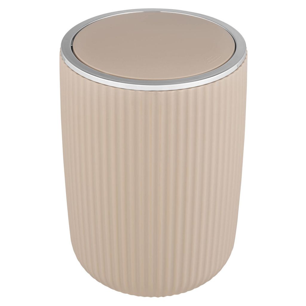 WENKO Schwingdeckeleimer Agropoli L Abfall Behälter Haushalt Beige