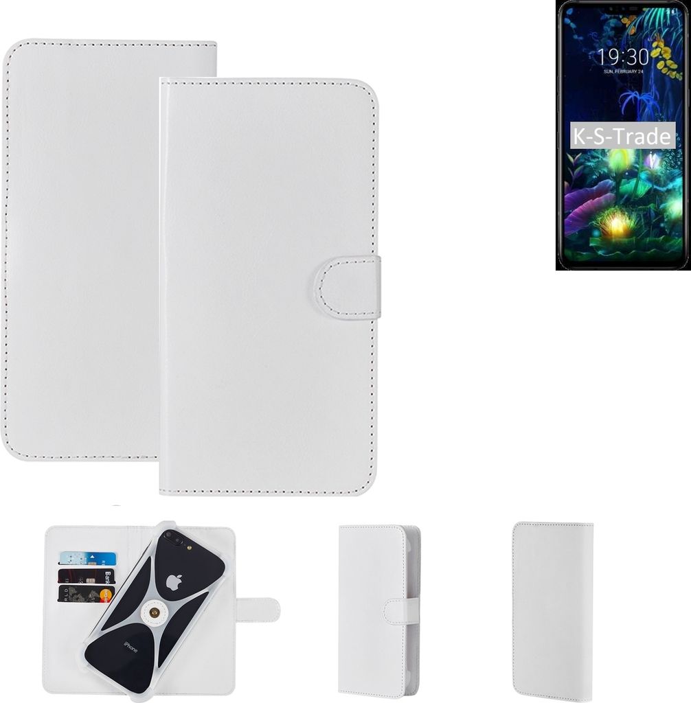K-S-Trade Handy Hülle Schutz Hülle kompatibel mit LG Electronics V50 ThinQ Cover Case Bookstyle Bumper weiß 1x