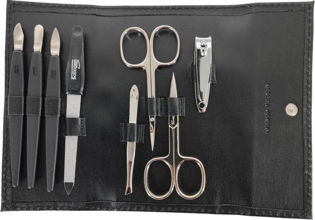 Nécessaire De Manucure 5 Pièces Jennifer Jones En Cuir Noir - OTJ703S, Neuf