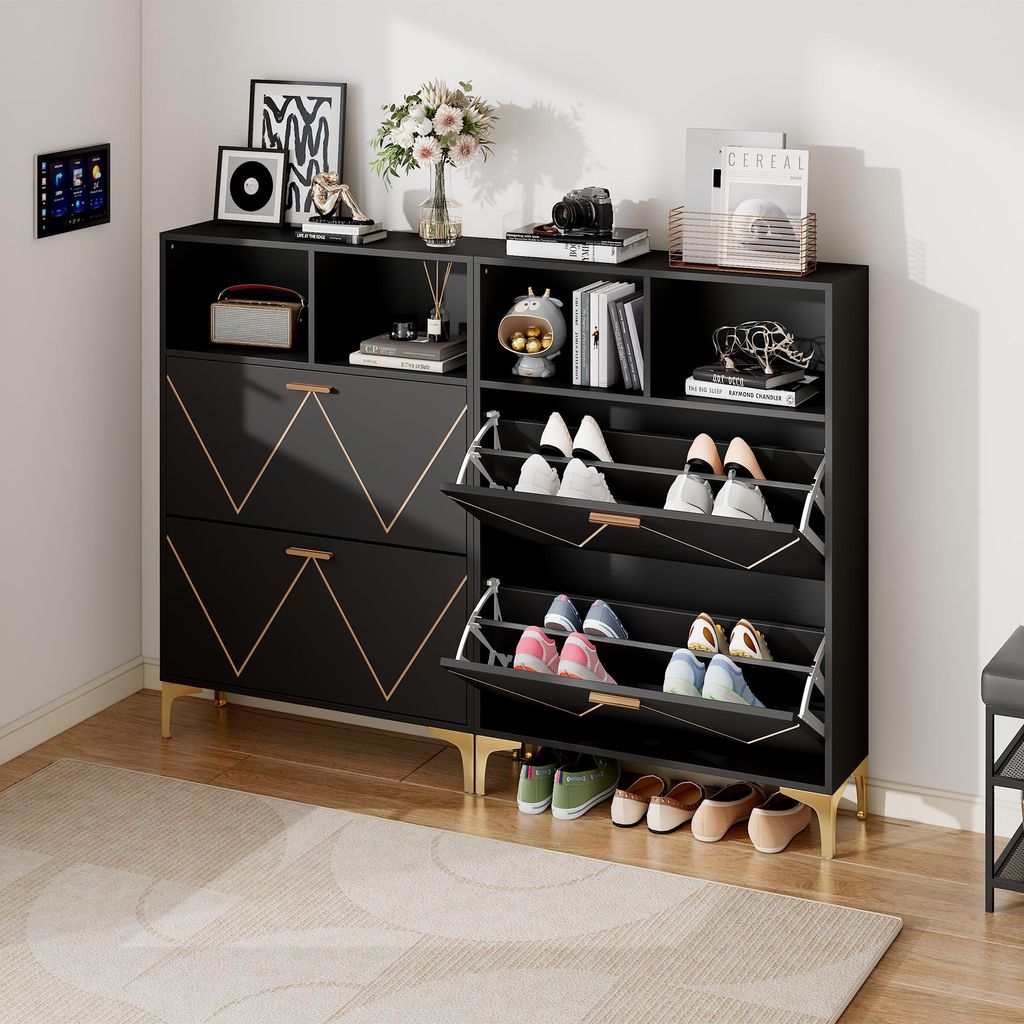 Merax Schuhschrank 2er-Set mit 2 Klapptüren und Produktbild 