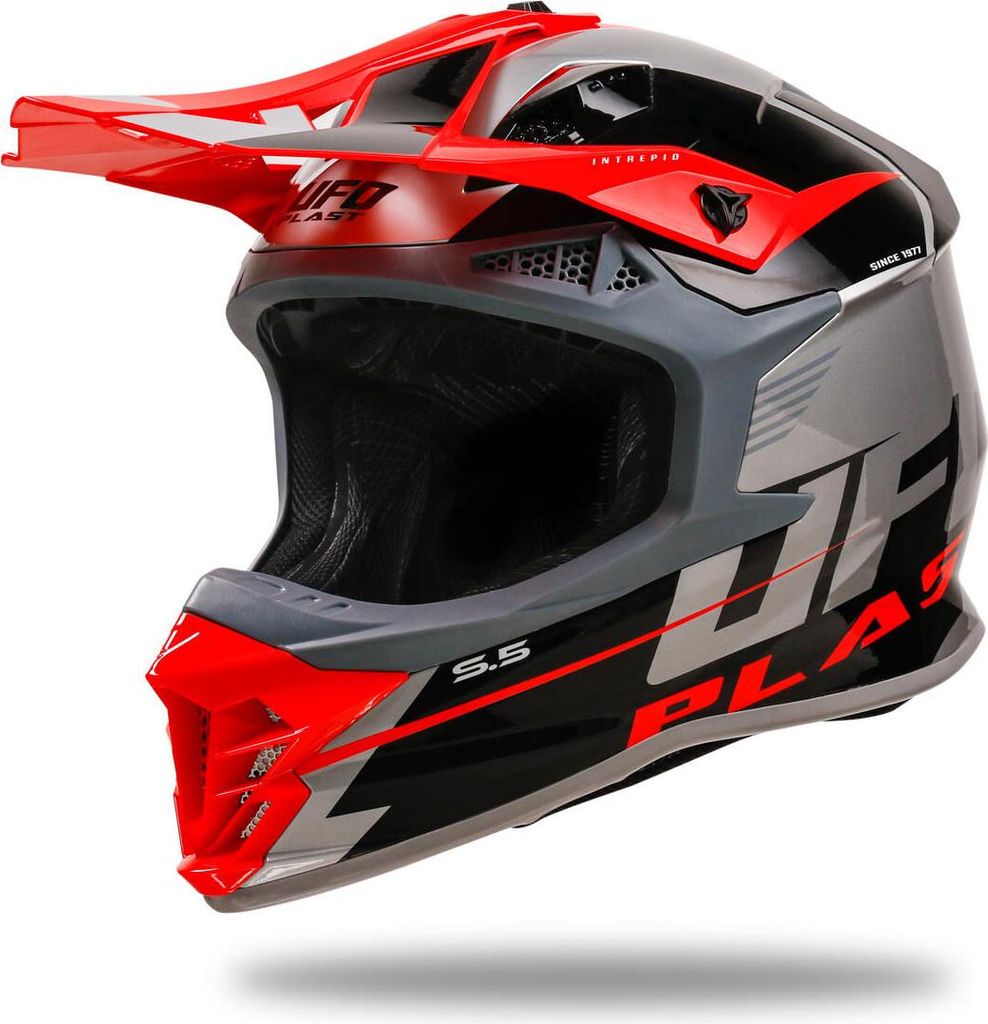 Ufo Plast Motocross-Helm Intrepid Helm Interpid M Grau