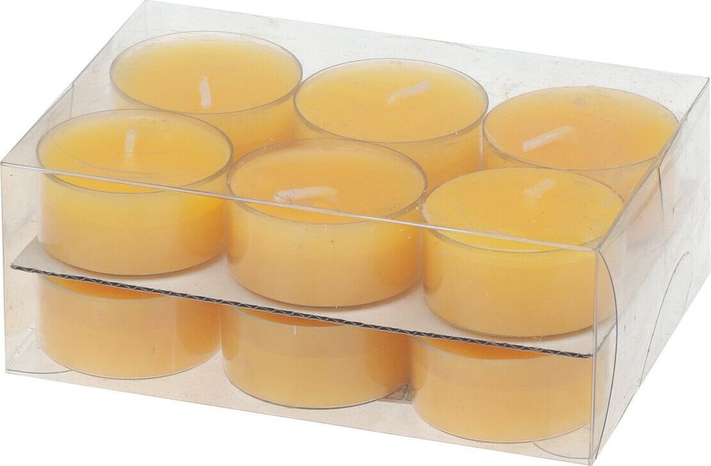 Teelichter in Kunststoffhülle Gelb 18/38mm, 12er-Pack Produktbild 