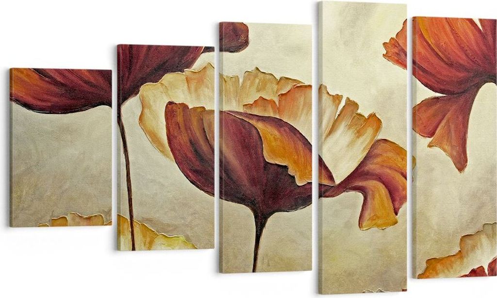 Bild auf Leinwand - Leinwandbild - Mohn Blume Wiese - 100x60cm - Wand Bild - Wanddeko - Wandbilder - Leinwanddruck - Bilder - Kunstdruck - Wanddeko...