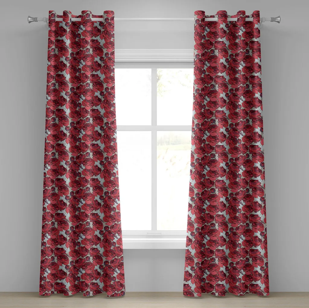 Rideau à œillets anti-ternissement fleurs de roses violet rose 280x175 cm