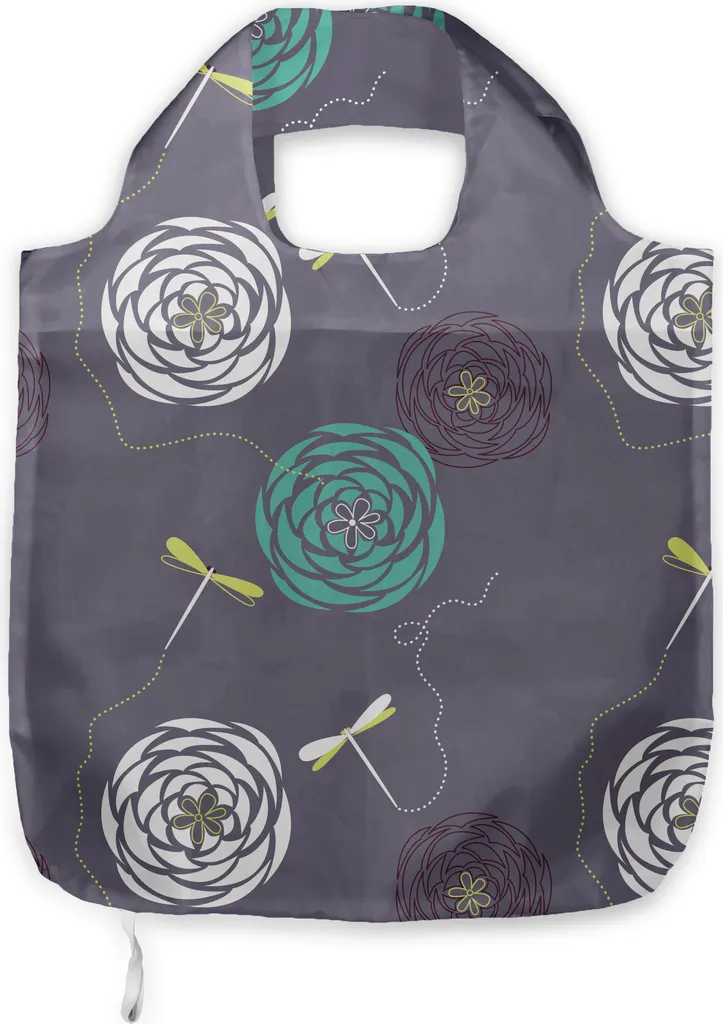 ABAKUHAUS Borsa a tracolla in tessuto Libelle, Libelle Blume, Pratiche borse per la spesa alla moda, blu scuro e azzurro cielo