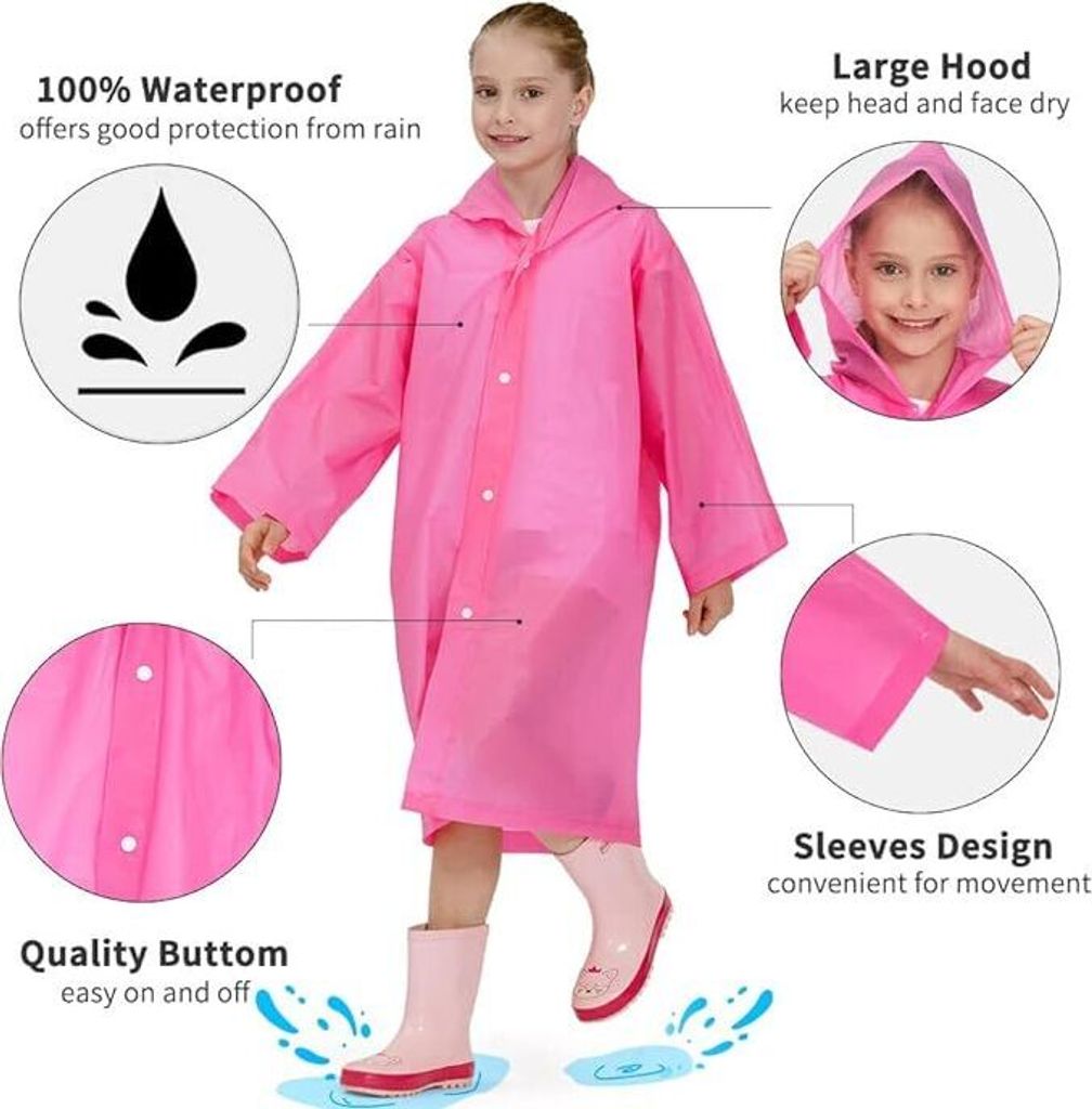 2 Stück Kinder Regenponchos - Wiederverwendbar Und Wasserdicht