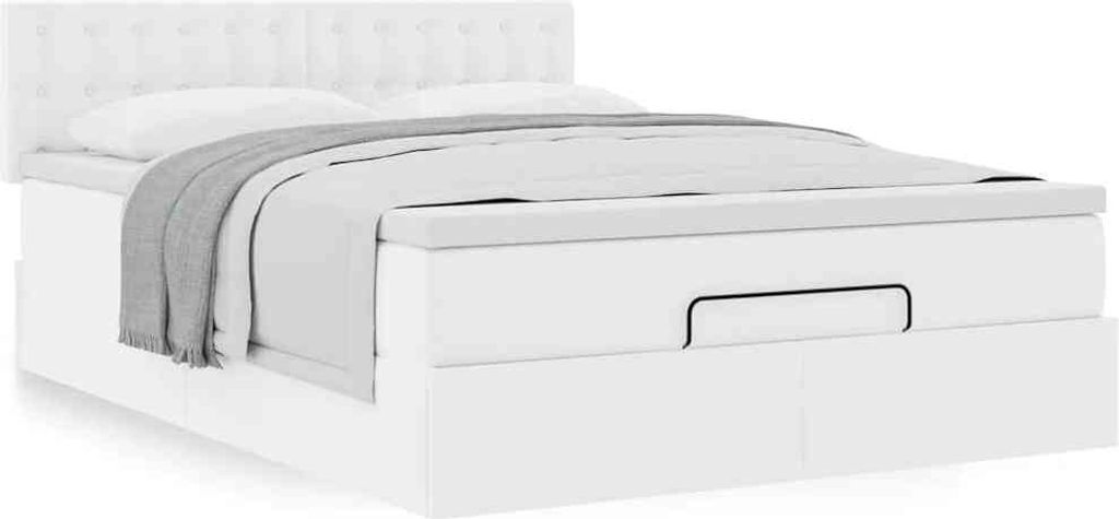 Ottoman-Bett mit Matratze Weiß 140x200 cm Kunstleder