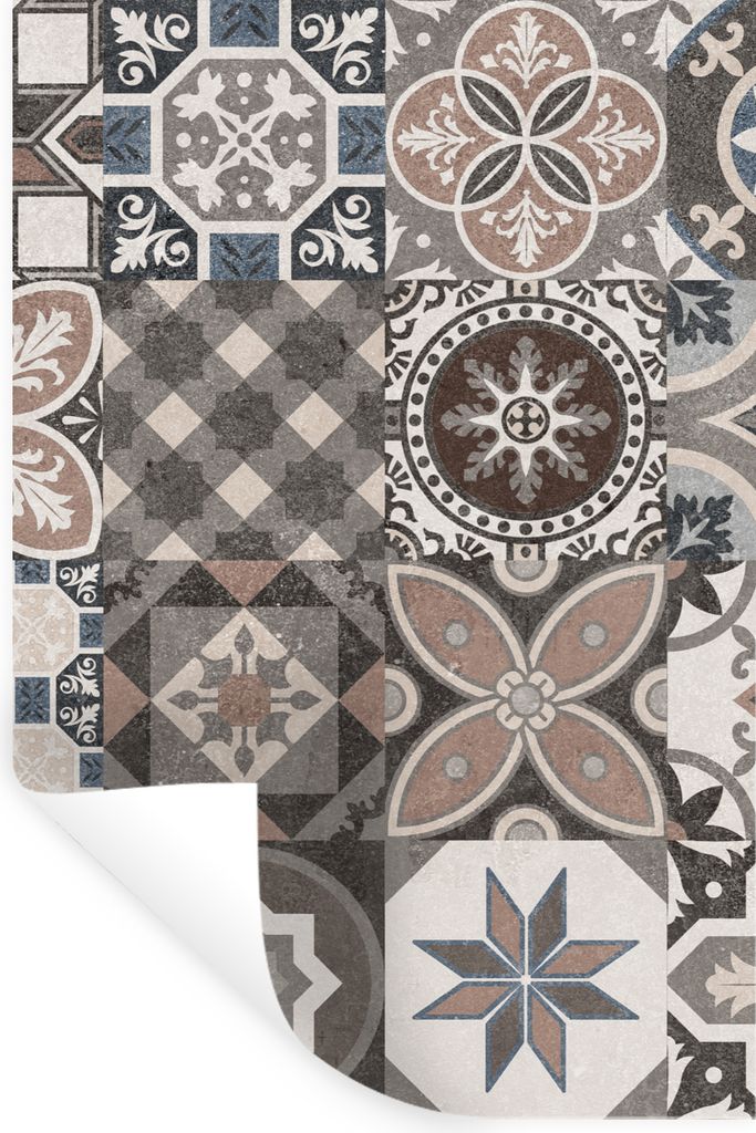 MuchoWow Wandtattoo Wandsticker Wandaufkleber Blumen - Figuren - Braun - Design 20x30 cm Selbstklebend und Repositionierbar - Sticker - Dekorfolie