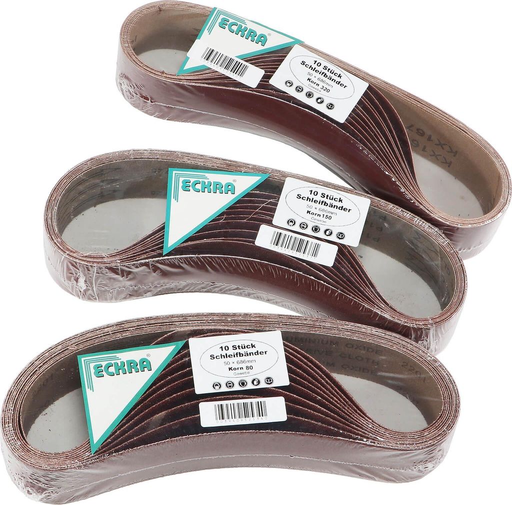 ECKRA Schleifbänder 50 x 1020 mm für Schleifmaschinen Korn und Menge wählbar ECKRA Schleifbänder 50 x 1020 mm für Schleifmaschinen Korn und Menge wählbar