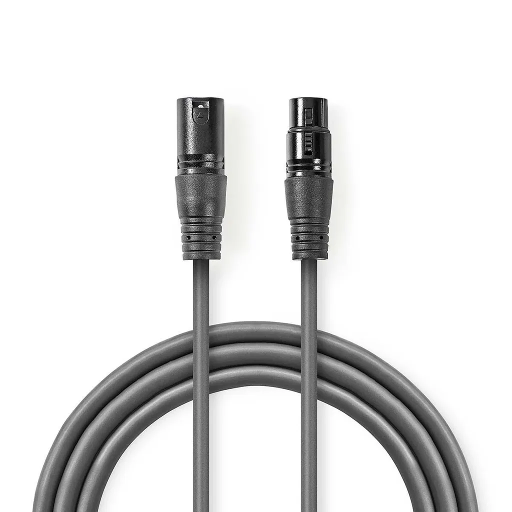 Cavo Luci DMX 1m XLR 3 Pin Maschio-Femmina | Grigio Professionale
