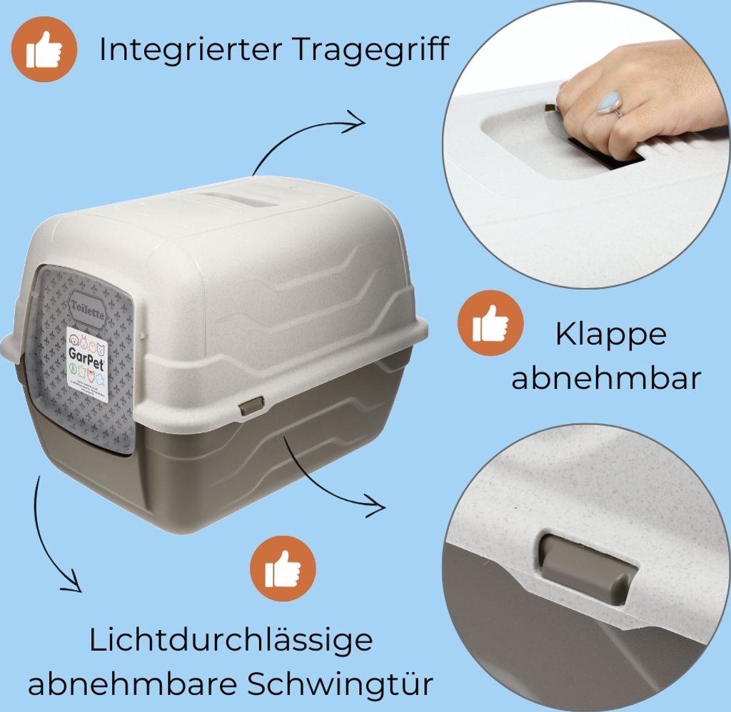 2x Katzenklo mit Deckel Schaufel Aktivkohlefilter - Haube Produktbild 3