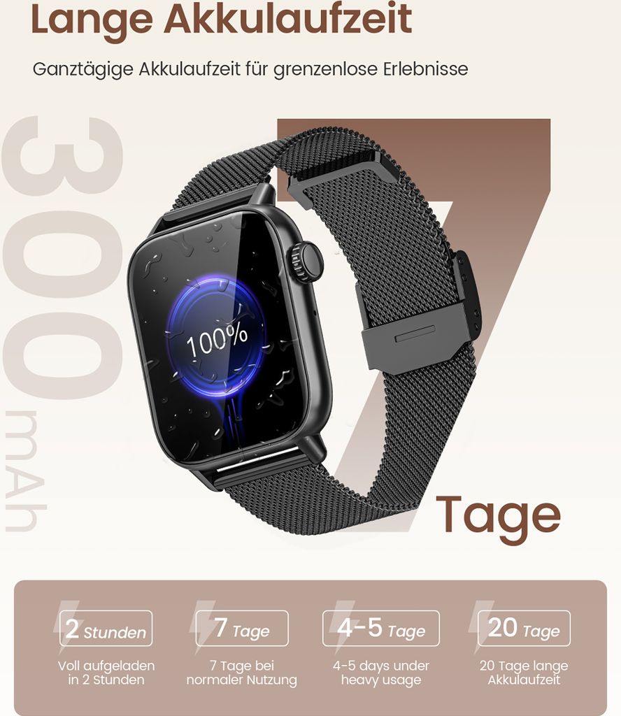 Fitness Tracker Smartwatch Herren Lange Akkulaufzeit Herrens 730
