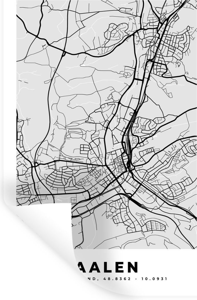 MuchoWow Wandtattoo Wandsticker Wandaufkleber Aalen - Karte - Stadtplan - Deutschland 80x120 cm Selbstklebend und Repositionierbar - Repositionie...