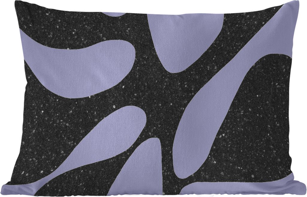 MuchoWow Outdoor Kissen - Pflanze - Schwarz - Minimalismus - 50x30 cm - Wetterfest - Lounge Kissen - Sofa kissen - Wohnzimmer Dekoration