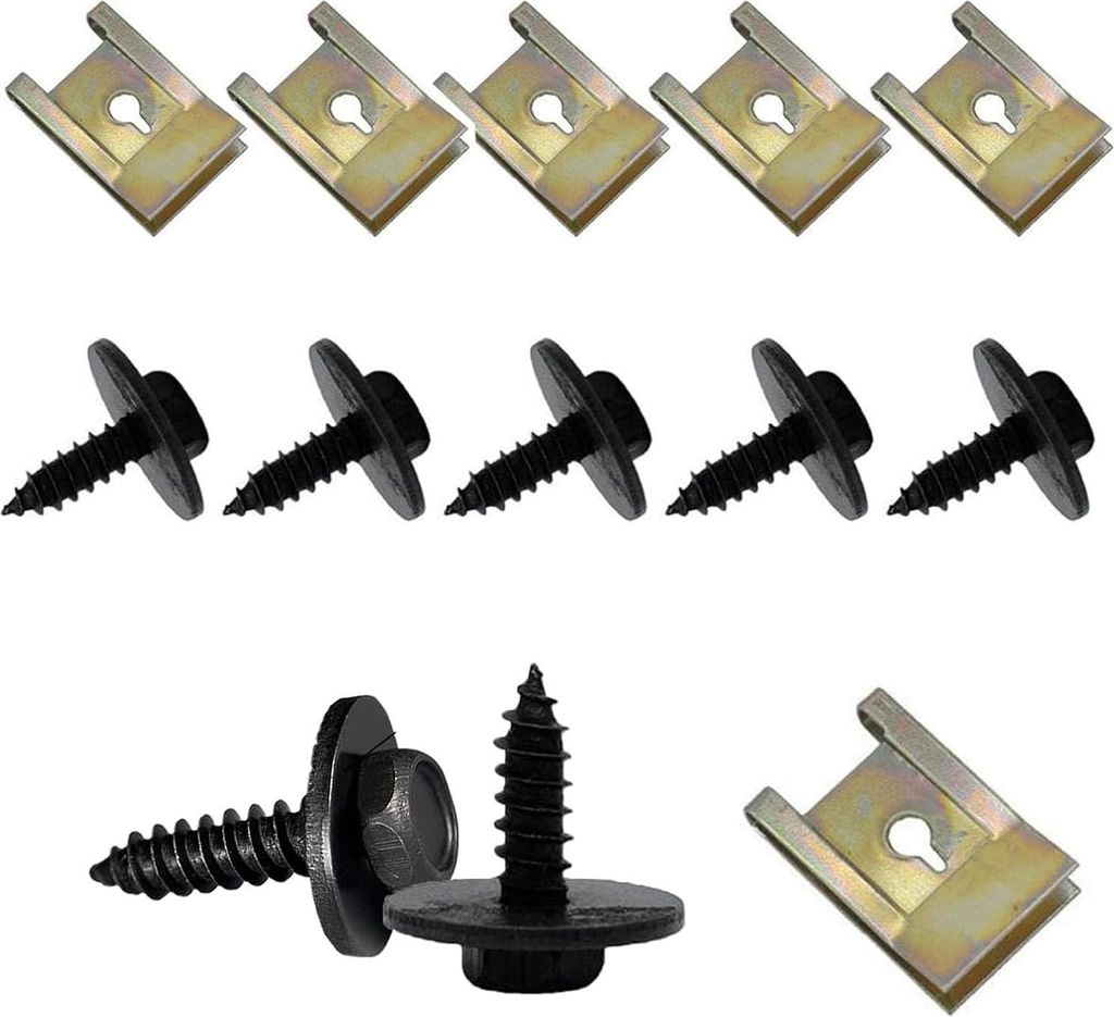 10 Sätze Schraube Mutter Clip Kit, Blechmutter Schraube Mutter Auto Unterboden Schrauben Unterboden Unterfahrschutz Schraube U Typ Schrauben für ...