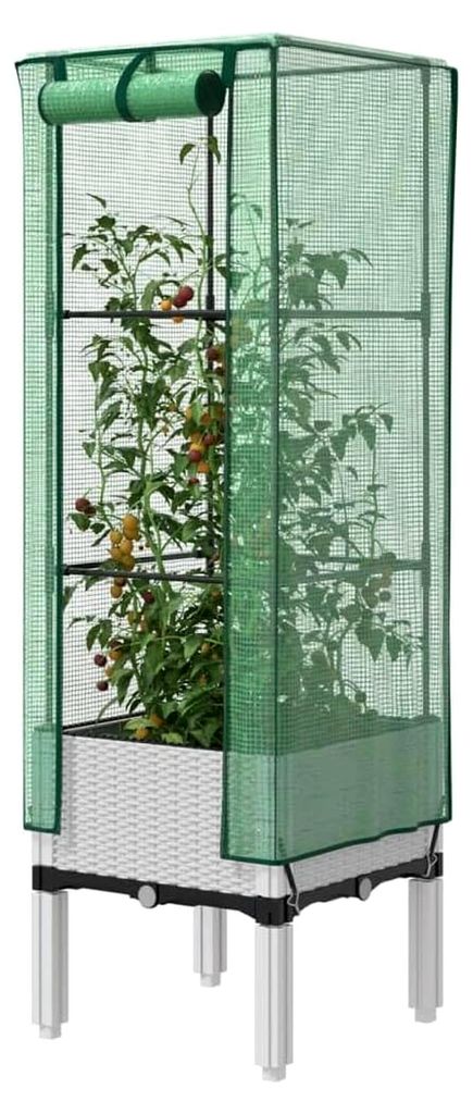 Hochbeet mit Gewächshausabdeckung in Rattan-Optik 40x40x140 cm