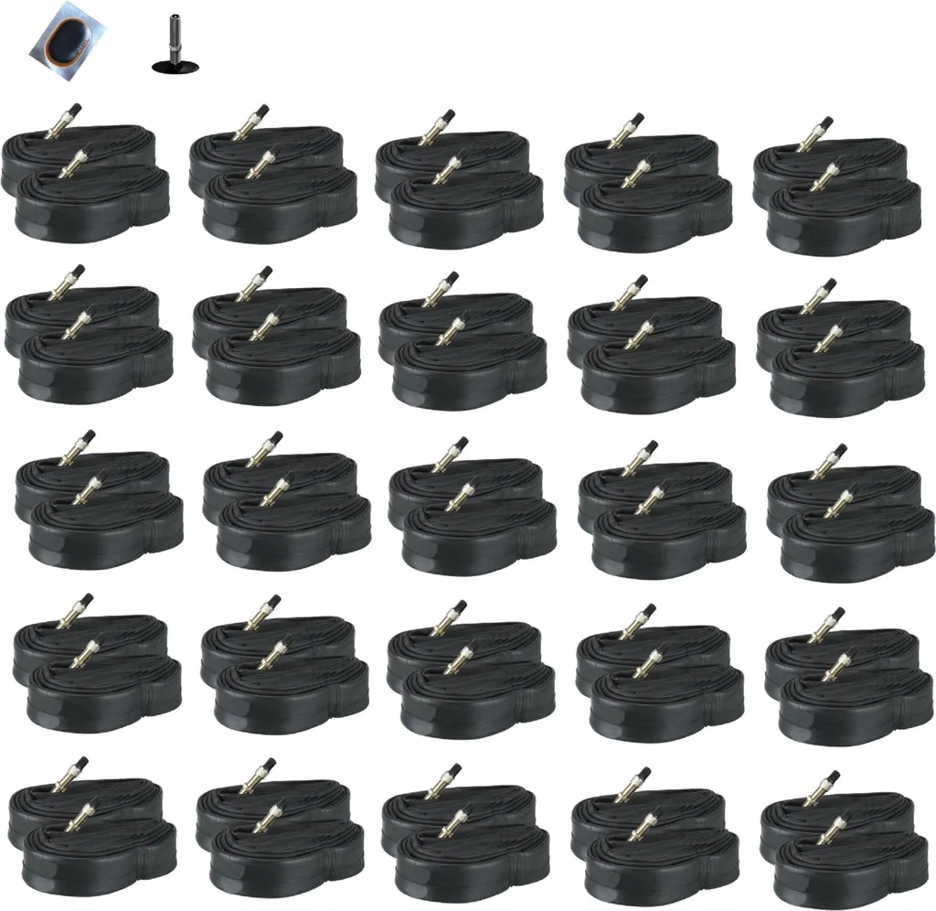 Anti-Crevaison : 50 Chambres à Air 24 Pouces Valve Dunlop avec Rustines