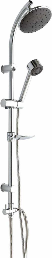Duschsystem mit runder Kopfbrause- Seifenablage und Handbrause