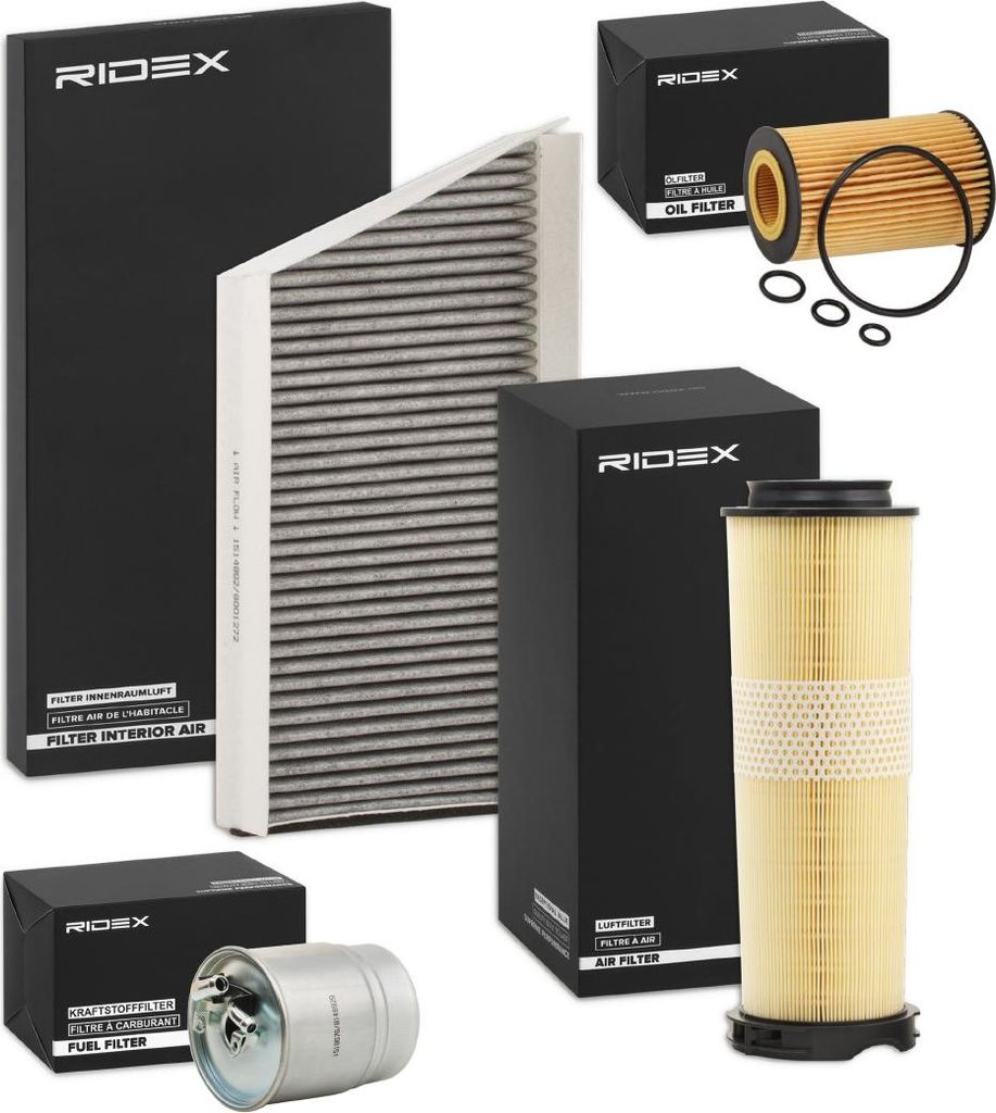 RIDEX Filterset Inspektionspaket Filtersatz passend für MERCEDES-BENZ C-Klasse Limousine (W203) C-Klasse T-modell (S203) CLK (C209) CLC (CL203)