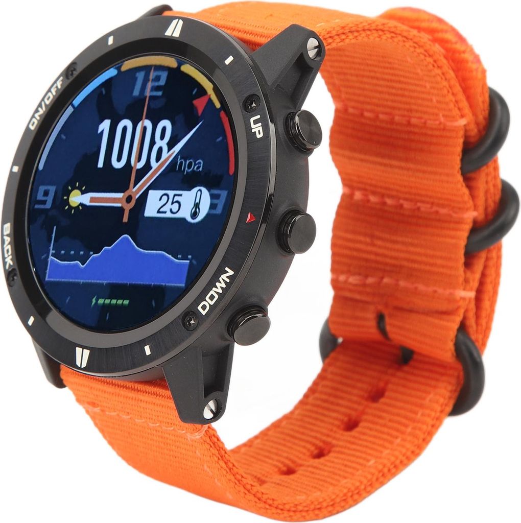 Laufen Schwimmen Sport Smart Watch 1.28in IPS TFT Kompass Barometer Smart Wasserdicht Herrenuhr Orange