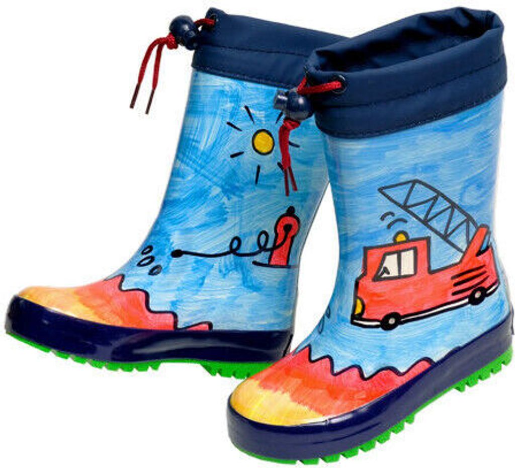 Kinder Gummistiefel blau / rot FEUERWEHR von MaxiMo von Größe 25 bis 32