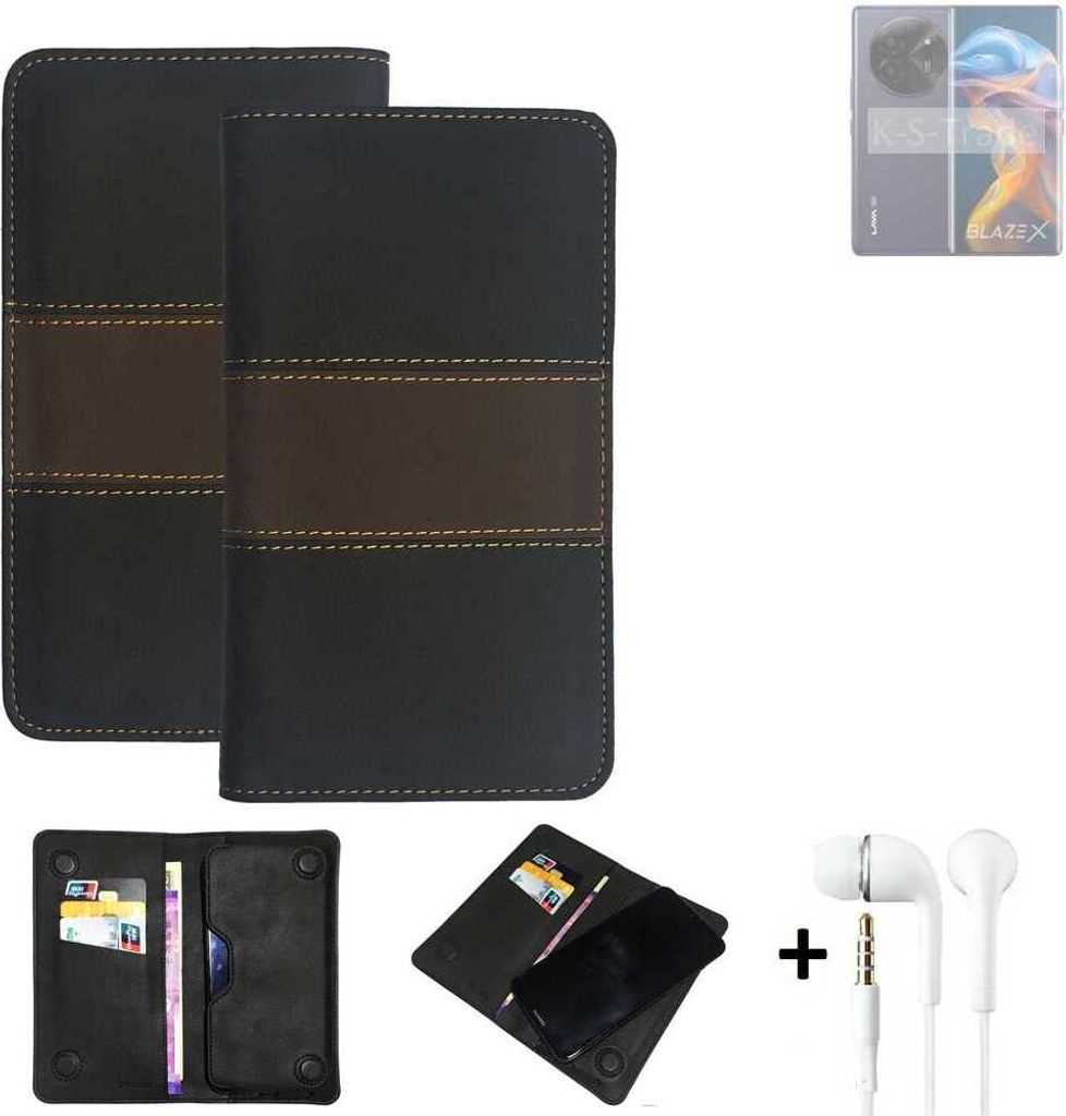 K-S-Trade Handyhülle + Kopfhörer kompatibel mit Lava Blaze X Schutzhülle Walletcase Bookstyle Tasche Schutz Case Hülle Wallet Cover Kunstleder