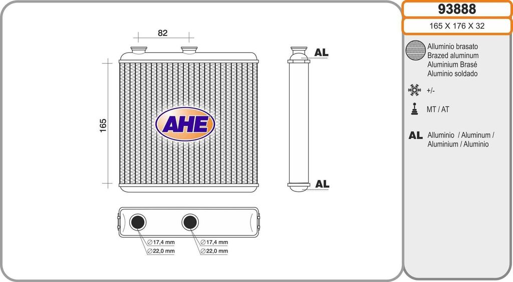 AHE 93888 Wärmetauscher Innenraumheizung Kühler für OPEL Meriva A (X03) für VAUXHALL Meriva Mk I (A) (X03)