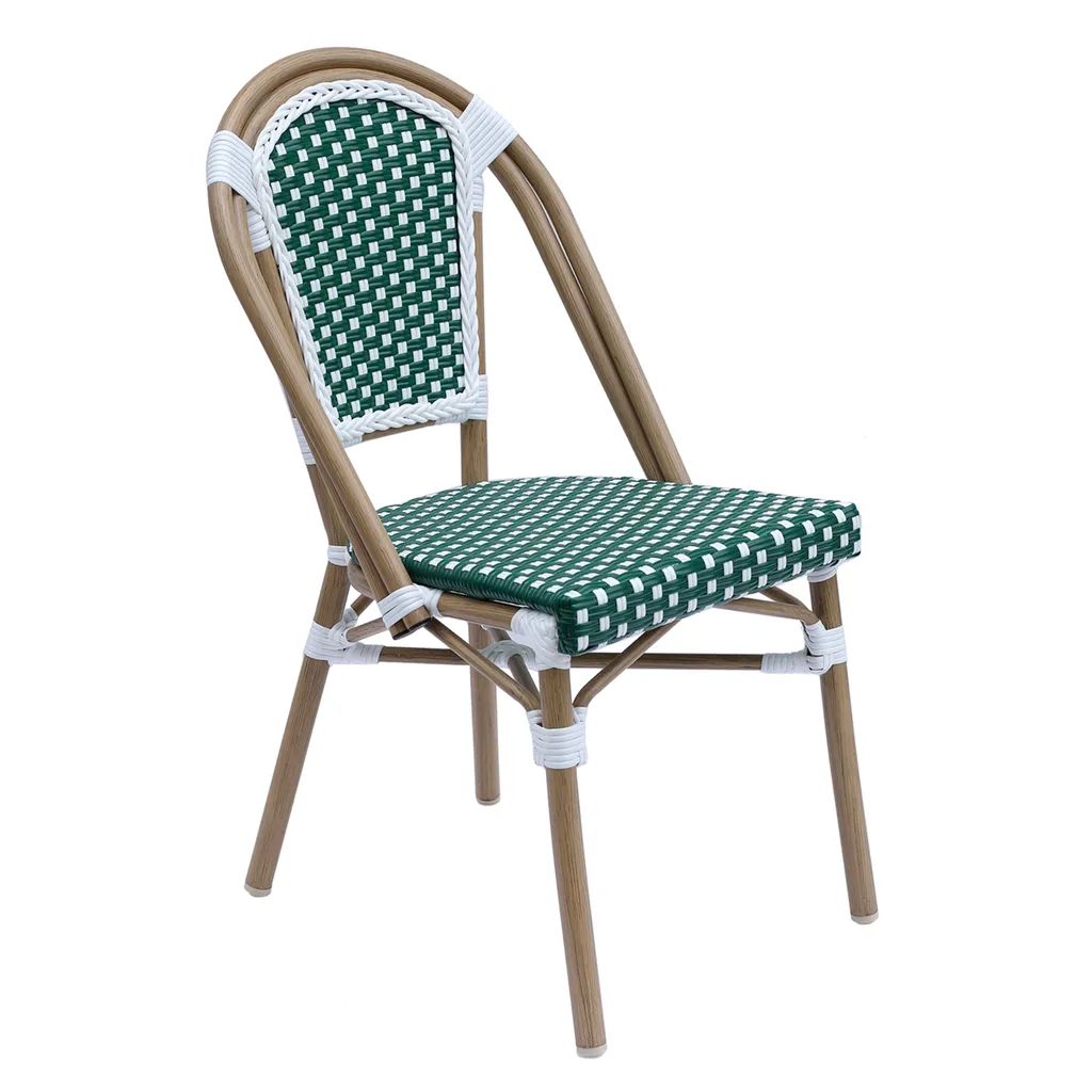 Chaise bistrot alu et rotin vert foncé Belleville : confort et durabilité