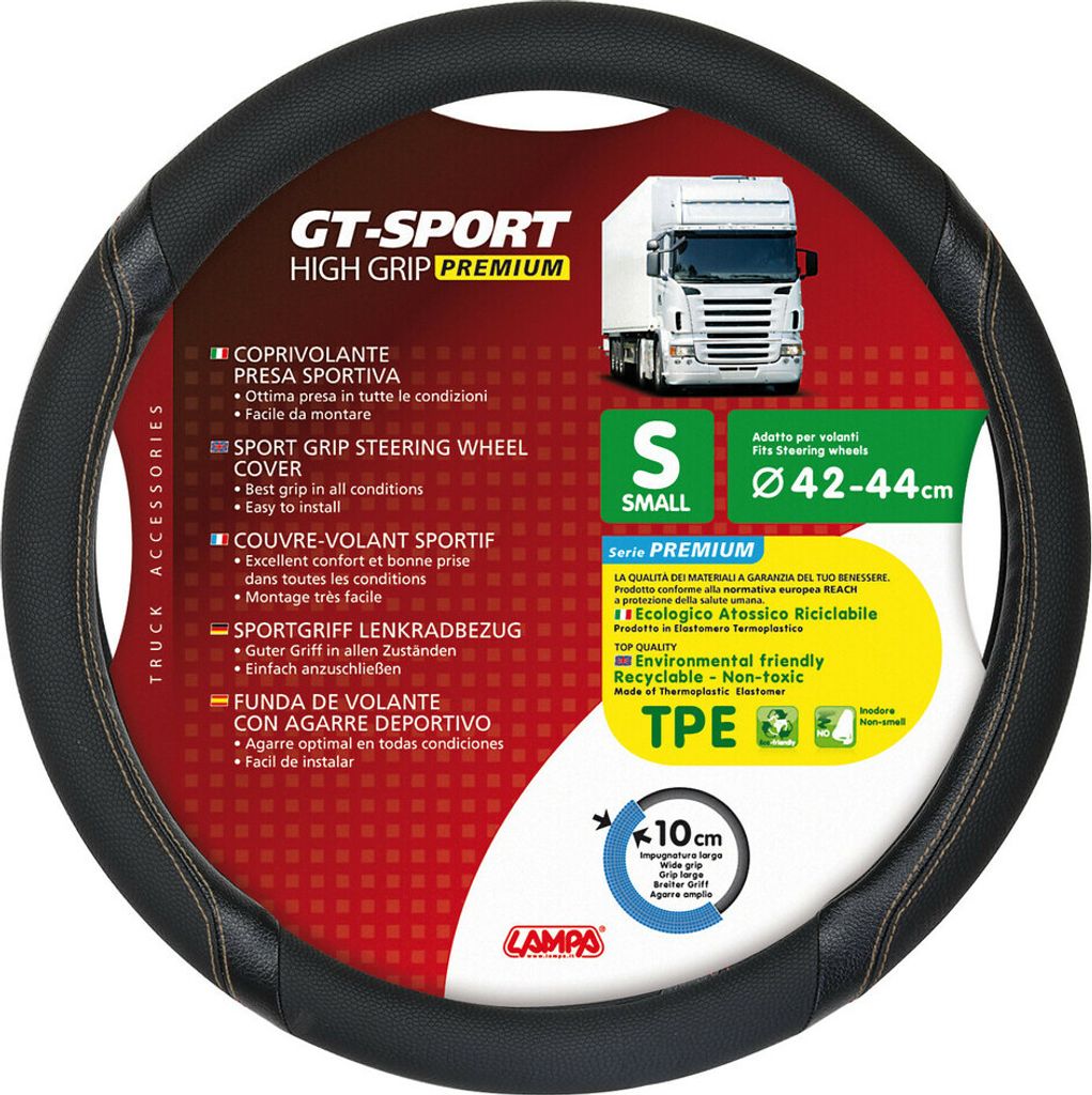 Lenkradbezug Lampa GT-Sport, aus Skeentex - S - Ø 42/44 cm - Schwarz/Beige