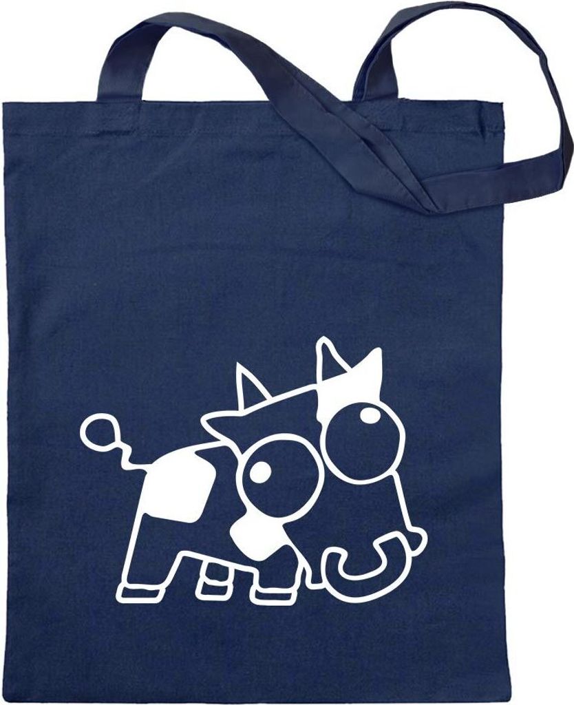 Kiwistar - Baumwolltasche - dunkelblau - Drift Cow - Tragetasche Stoffbeutel Umhängetasche Langer Henkel