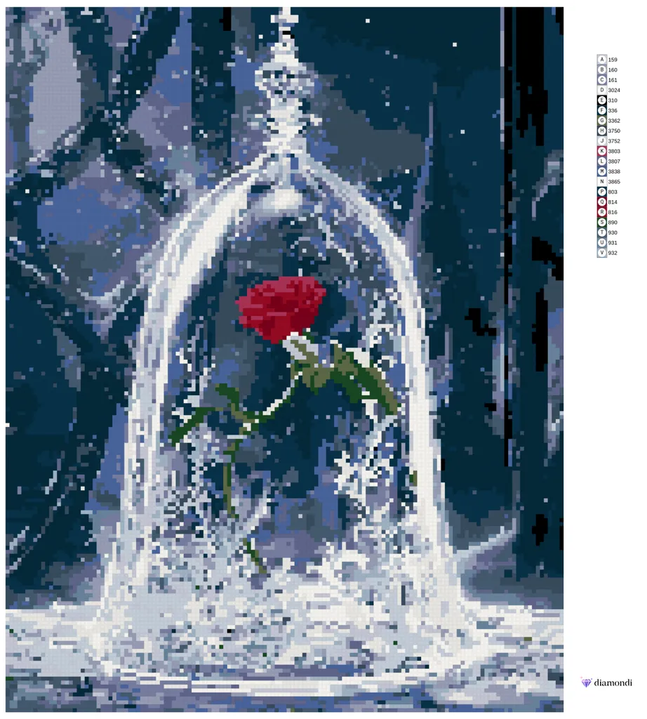 ABEUTY Pittura Con Numeri Fai Da Te Per Adulti E Bambini - Rosa In Vetro, La Bella E La Bestia - Tela 40,6x50,8 Cm Senza Cornice