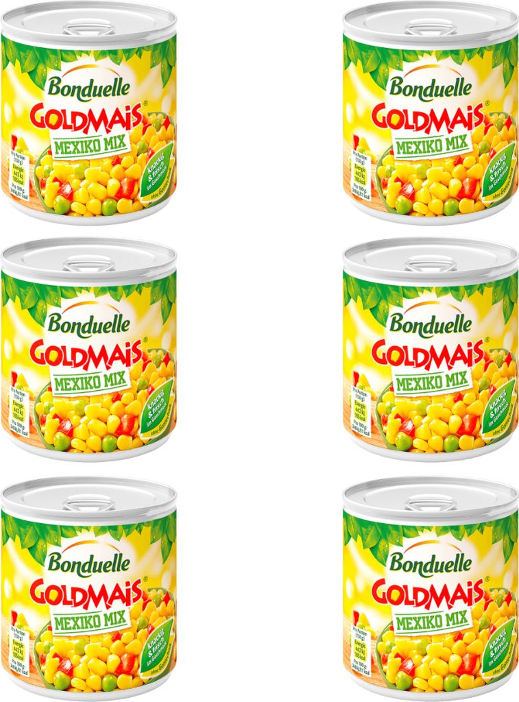 Bonduelle Mexiko Mix Gemüse aus Erbsen Mais und Paprika 340ml 6er Pack