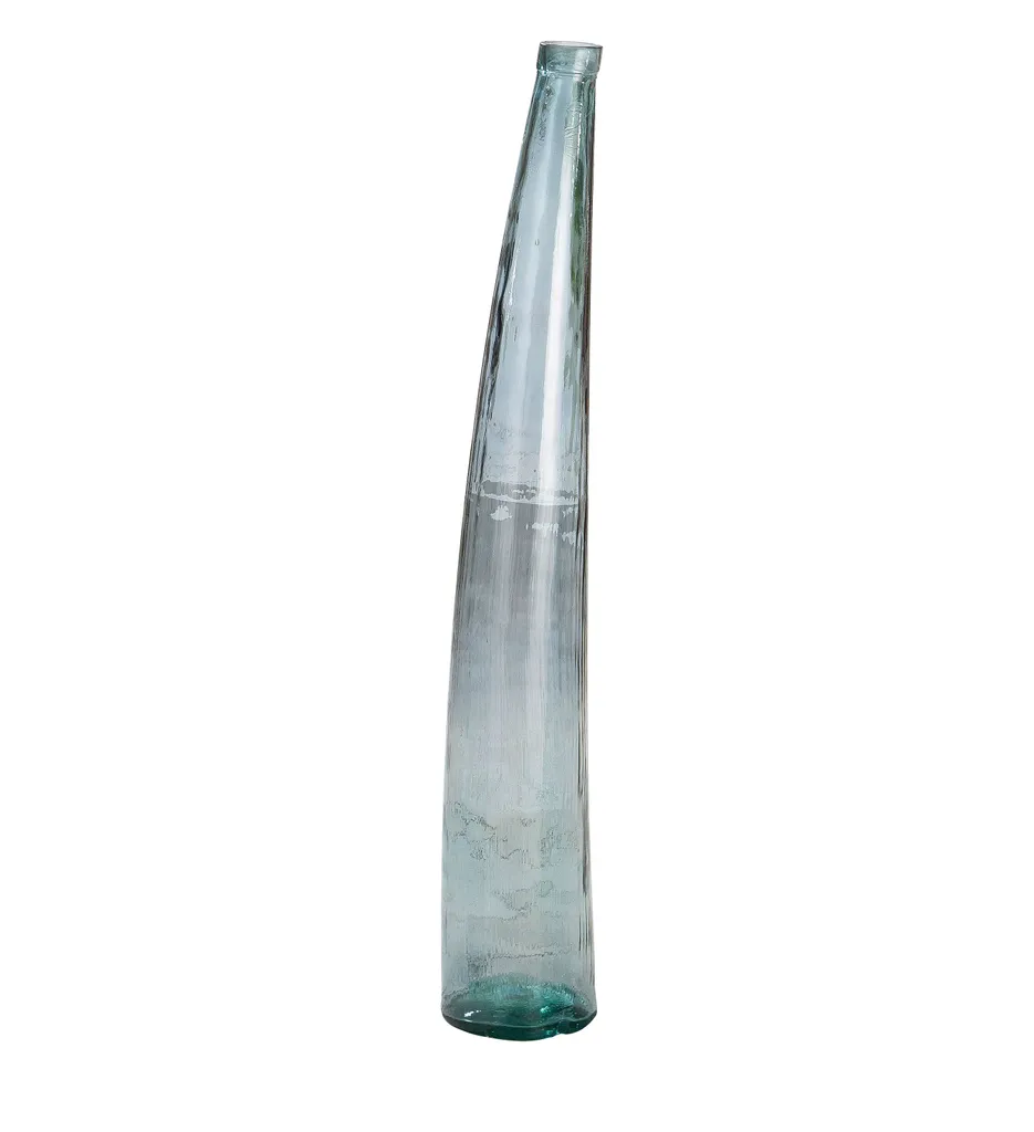Vase de sol stable en verre bleu 120 cm : sublimez vos grands volumes vides