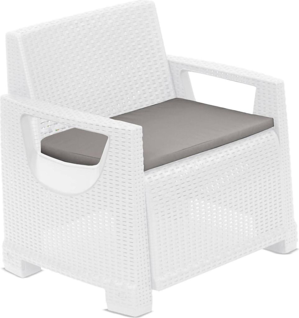 Dmora Outdoor-Sessel Rho 72x66 cm Weiß, Armlehnen