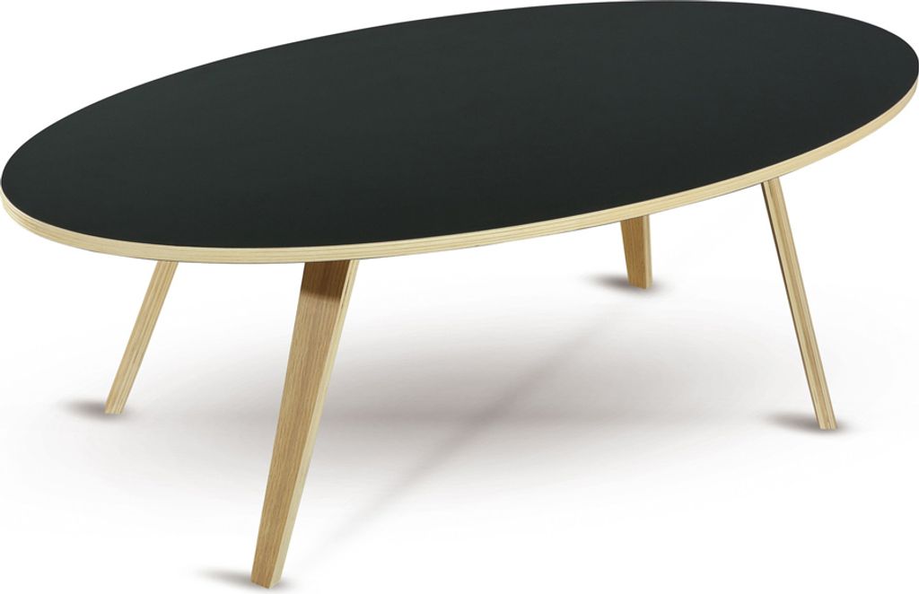 Couchtisch Beistelltisch ARVIKA Skandinavisch Tisch oval 120cm Schwarz